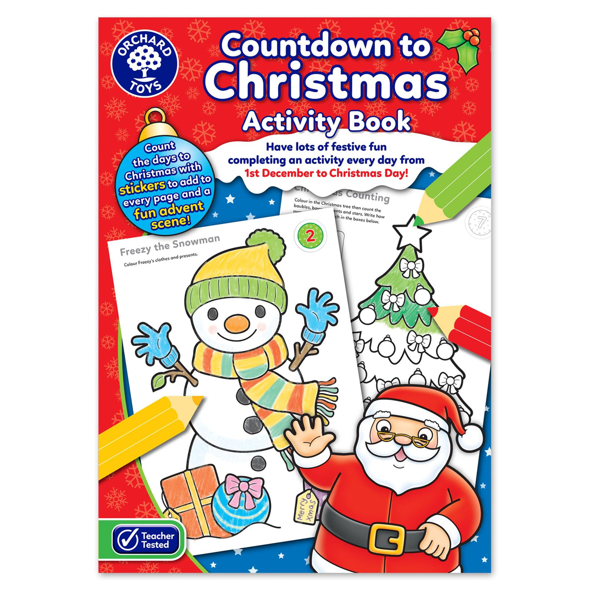 Orchard Toys Countdown to Christmas Activity Book, Festive Colouring and Activity Book, Includes Advent Scene and Stickers, For Kids,Multicoloured,297 x 210 x 1 millimeters