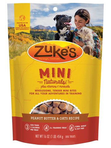 Zuke's Mini Naturals Dog Training Treats, Salmon Recipe, Soft Mini Dog Treats with Vitamins & Minerals, Made for All Breed Sizes (Peanut Butter, 16 Ounce (Pack of 2))
