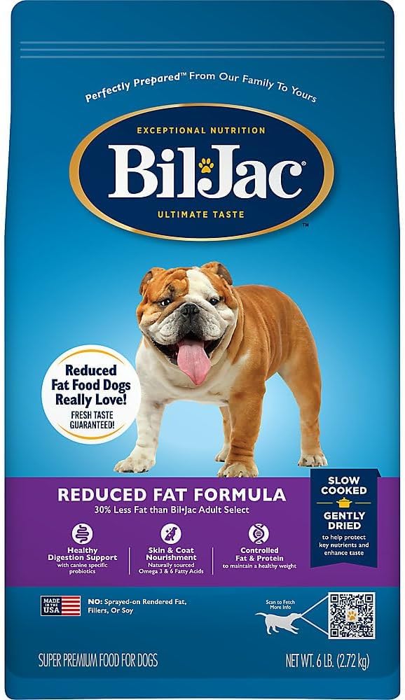 Bil-Jac Dry Dog Food Diet Adult Select Reduced Fat Formula 6 lb Bag (2-Pack) - Small or Large Breed - Super Premium Since 1947