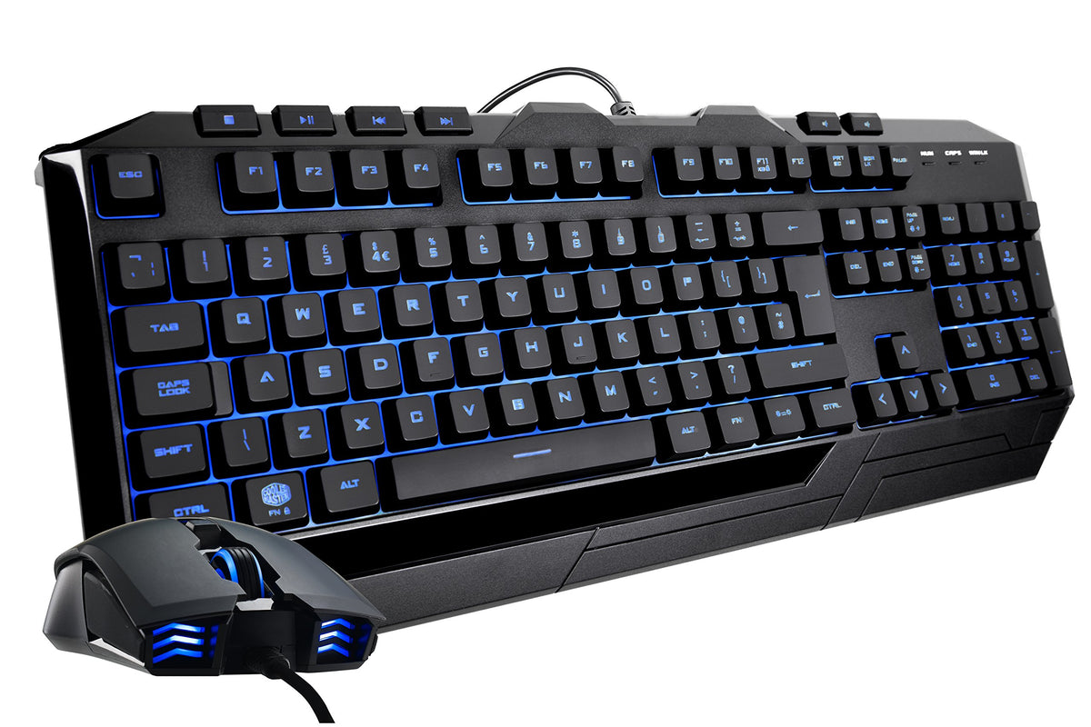 Cooler Master Devastator 3 Gaming Keyboard & Mouse Combo - Membrane Switches with 7 Colour LED Backlighting, Dedicated Media Keys & Wrist Rest - MM110 Gaming Mouse - QWERTY UK Layout