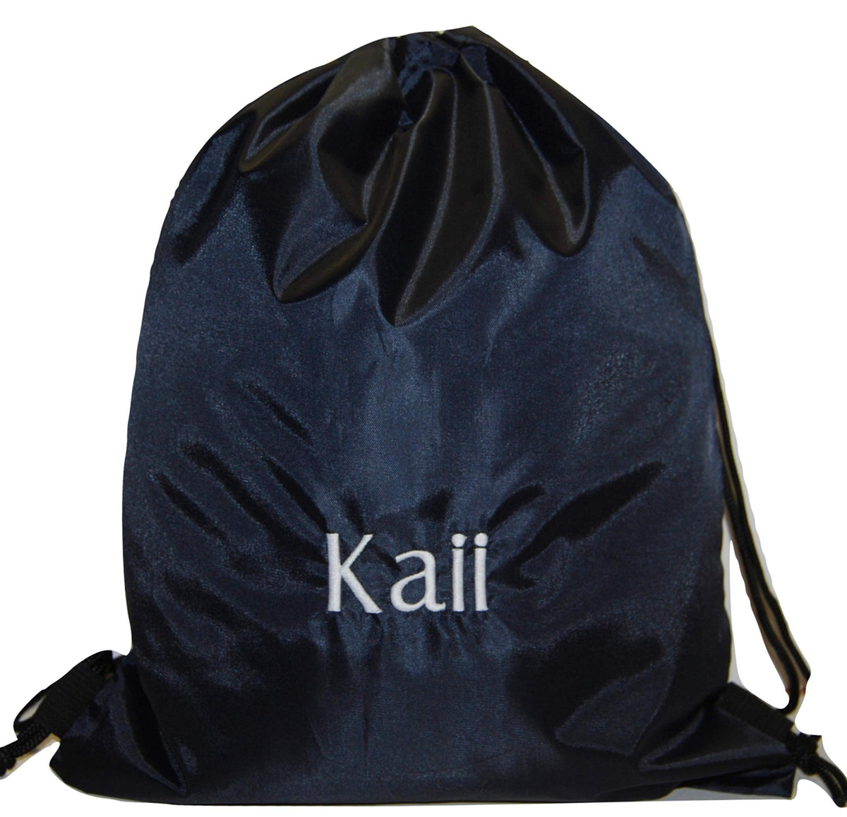Personalised Drawstring Bag PE Sports Games School Embroidered Name (Navy Blue)