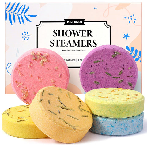 Hatisan Shower Steamers Aromatherapy, Shower Bombs with Essential Oils, Self Care and Relaxation Spa Kit Gifts for Women(6PCS)