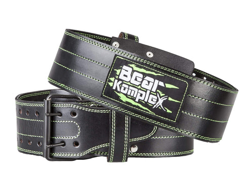 Genuine Leather Adjustable Weightlifting Belt: Heavy Duty Straight Weight Lifting Belt w/ 2 Prong Steel Buckle- Lower Back Support for Men or Women- 4 in Wide, 5 mm Thick- Black Buckle Belt Medium EU