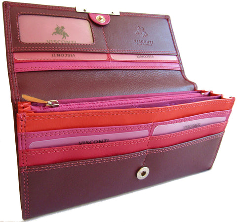New Gorgeous Plum Multi Visconti soft leather purse style. (Plum Multi R11 Paloma)