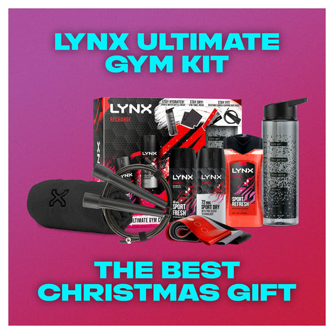 LYNX Recharge Sport Fresh Ultimate Gym Equipment Collection with Resistance Bands Skipping Rope Water Bottle and Gym Towel Gift Set Festive gifts for Men Piece of 3
