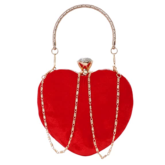 ArtFlyck Red Heart Clutch Handbag Purse Ladies Party Bridal Wedding Bags Designer Evening Bags Handbag