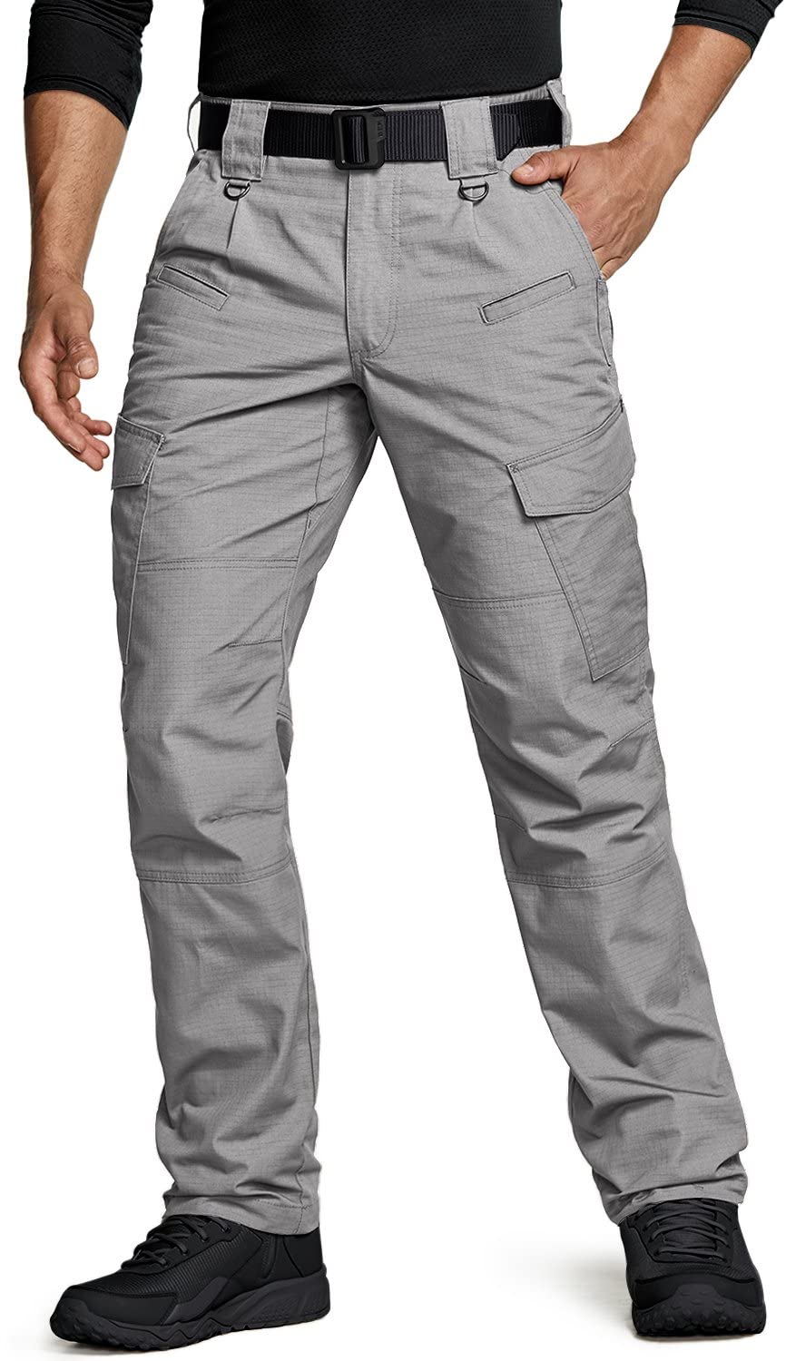 CQR Men's Tactical Pants, Water Resistant Ripstop Cargo Pants, Lightweight EDC Hiking Work Pants, Outdoor Apparel, Ripstop Stone, 32W x 32L