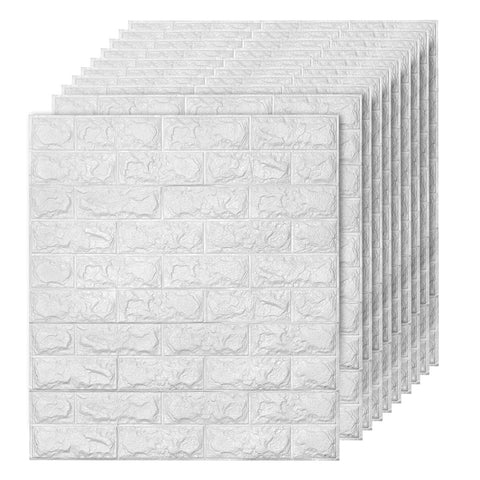 Holdfiturn Self Adhesive Wall Tiles 10PCS 3D Wall Panels 70Ã—77cm 3mm Brick Wallpaper Wall Panels Foam DIY Waterproof PE Foam Panel Thicken Wall Stickers for Kitchen Kids Room Living Room Bedroom
