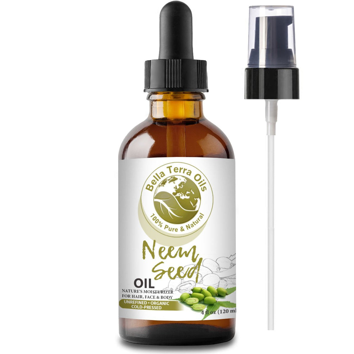 Bella Terra Oils - Organic Neem Seed Oil 8oz - Embrace Organic Neem's Richness, Packed with Azadirachtin & Nimbolide, Elevate Your Skin's Natural Glow