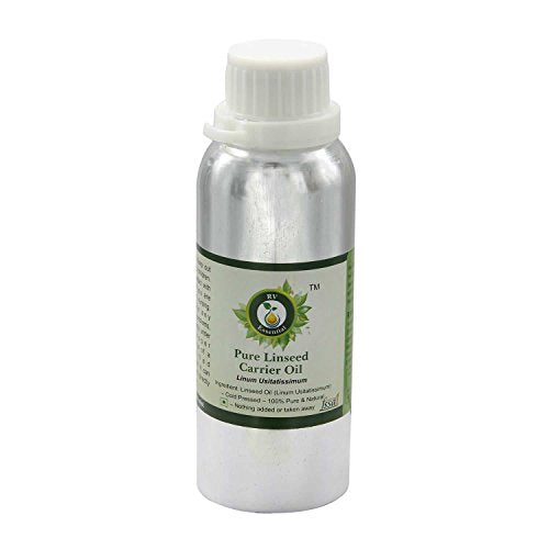 R V Essential Pure Linseed Carrier Oil 300ml- Linum Usitatissimum (100% Pure and Natural Cold Pressed)