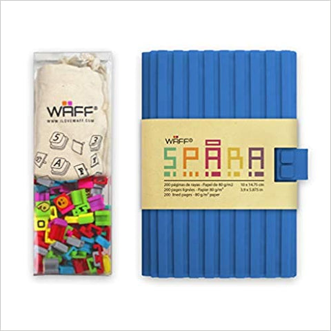 WAFF, Customizable Spara Notebook / Journal Combo, Medium, 4 inches x 6 inches, 100 Silicone Tiles - Blue