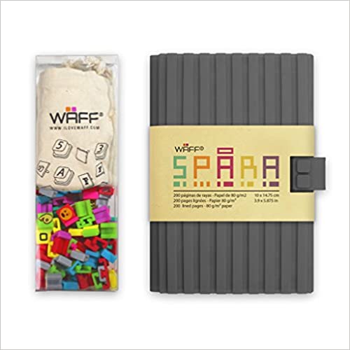 WAFF, Customizable Spara Notebook / Journal Combo, Medium, 4 inches x 6 inches, 100 Silicone Tiles - Grey