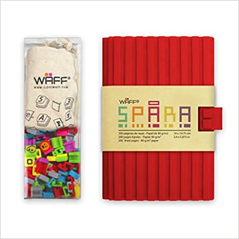 WAFF, Customizable Spara Notebook / Journal Combo, Medium, 4 inches x 6 inches, 100 Silicone Tiles - Red