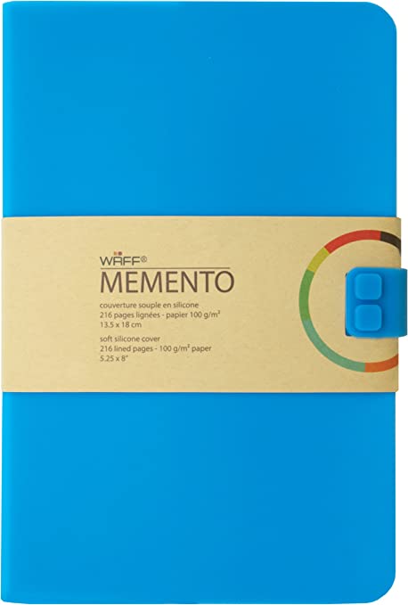 WAFF Soft Silicone Cover Memento Notebook/Journal, Large, 8.25" x 5.5", Blue