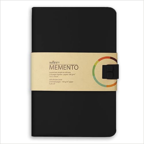 WAFF, Soft Silicone Cover Memento Notebook/Journal, Large, 8.25" x 5.75" x 1" - Black